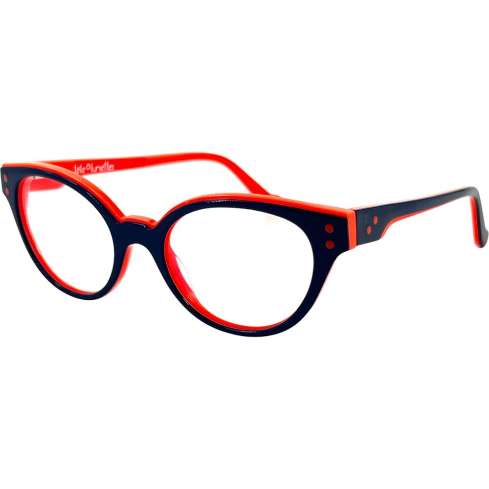 Tete A Lunettes 20+10=30 Girls Eyeglass Frame 1023 Navy Peach